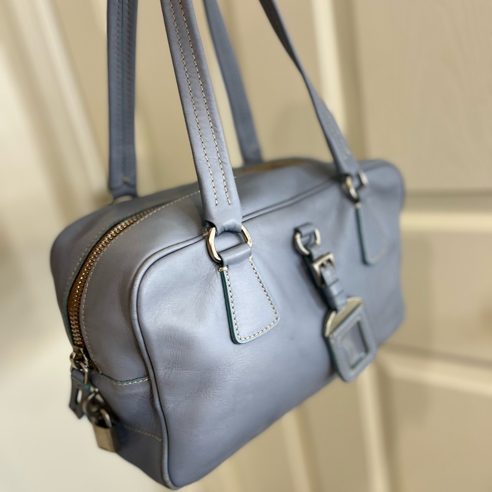 Prada Blue Leather Bauletto Satchel